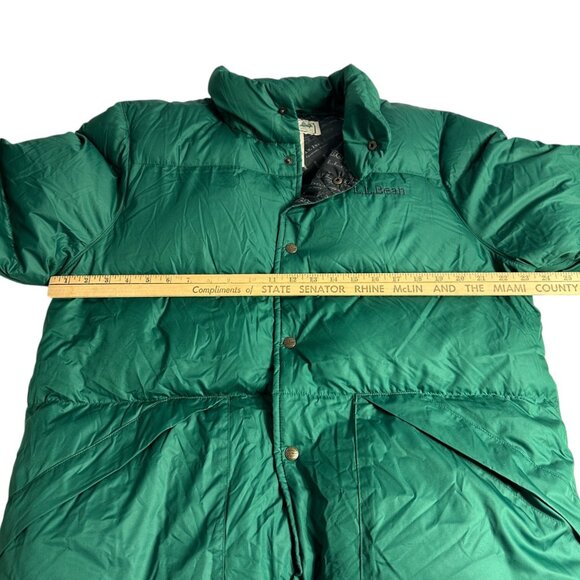 L.L. Bean Down Puffer Jacket Green Womens Size XL Snap Front Retro Classic Style - Picture 13 of 16